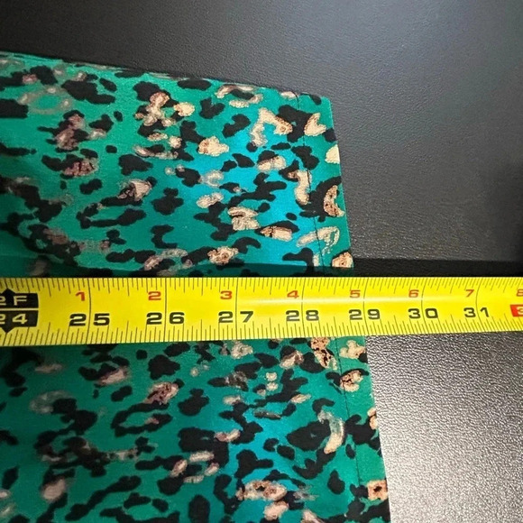 Silk Green Animal Print Mini Dress Women’s Medium Strapless‎ Pockets Party - Picture 11 of 16